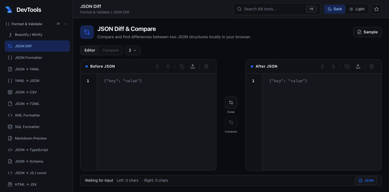 Visual JSON Diff Tool