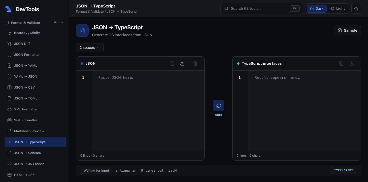 JSON to TypeScript Type Generator