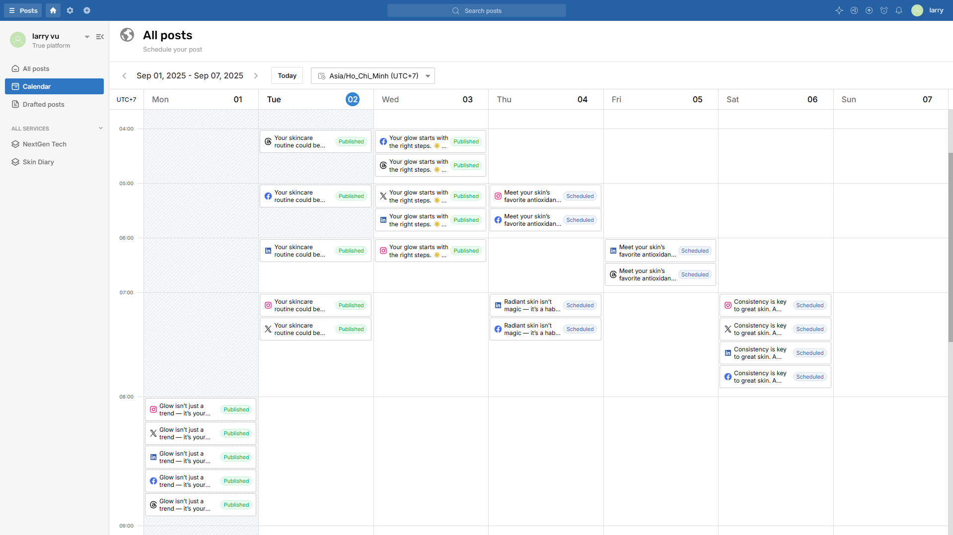 Ảnh minh họa lịch quản lý bài viết